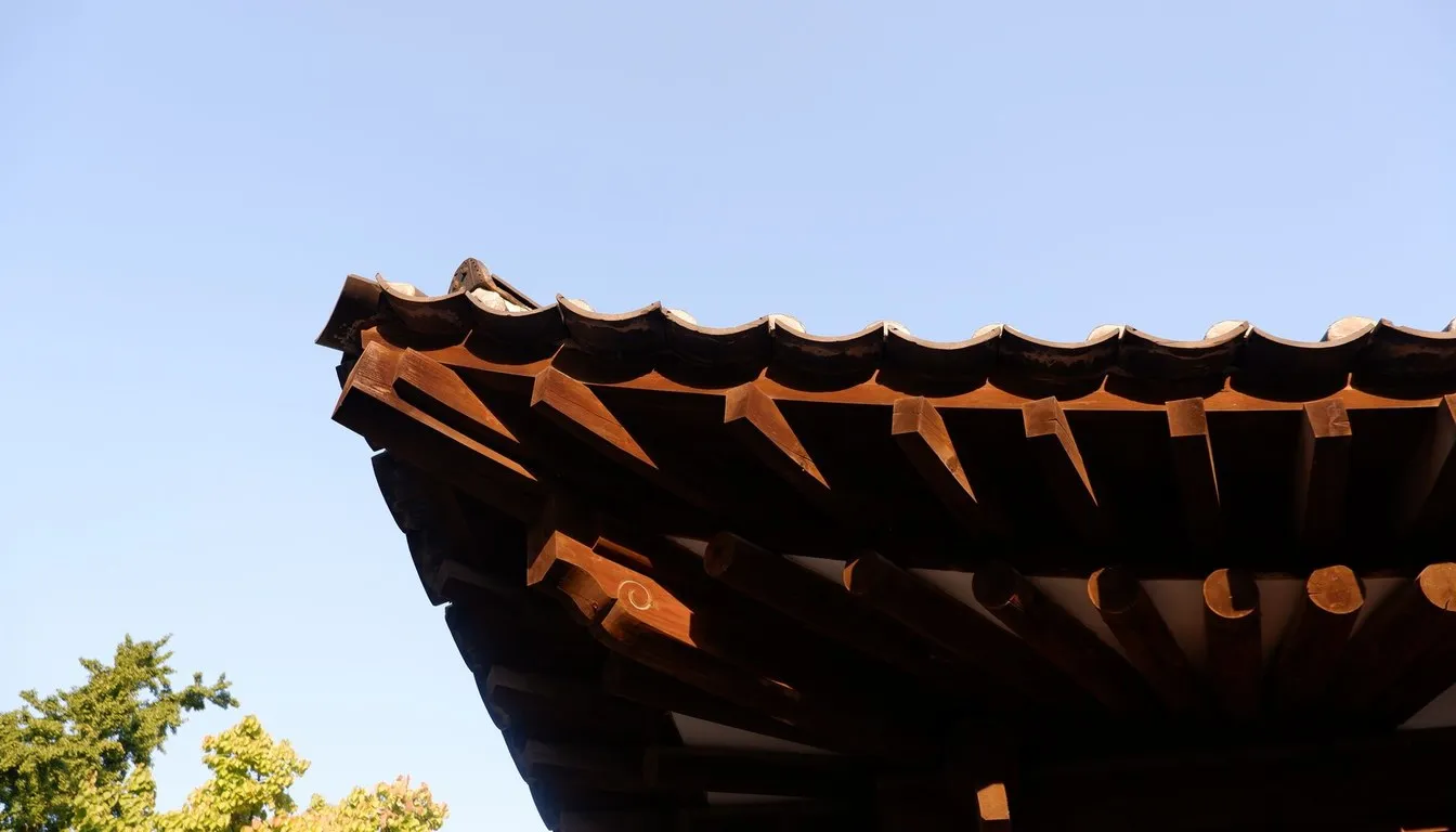 Roof eave without gutters against the sky