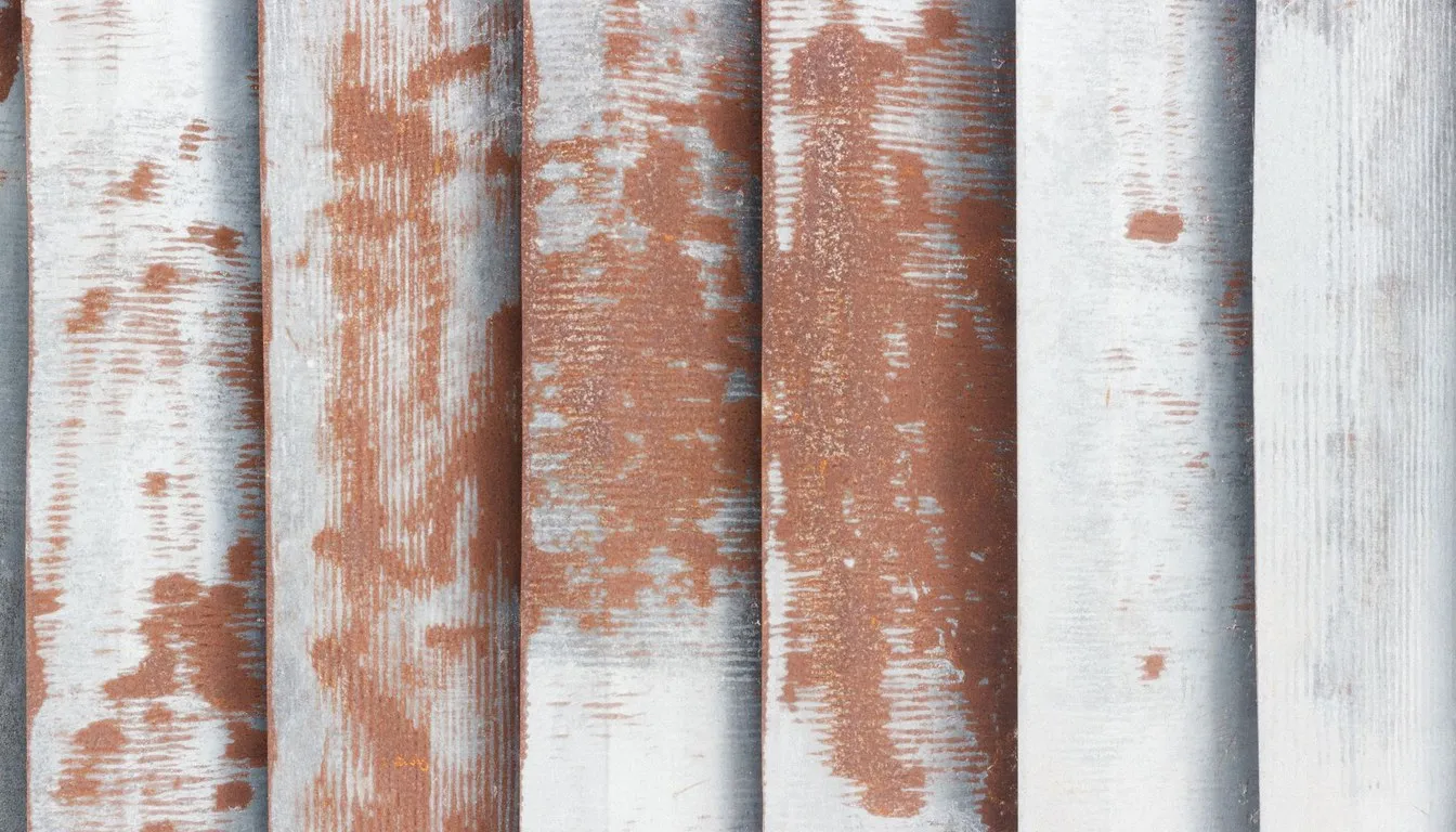 Corrugated cement panels with peeling paint