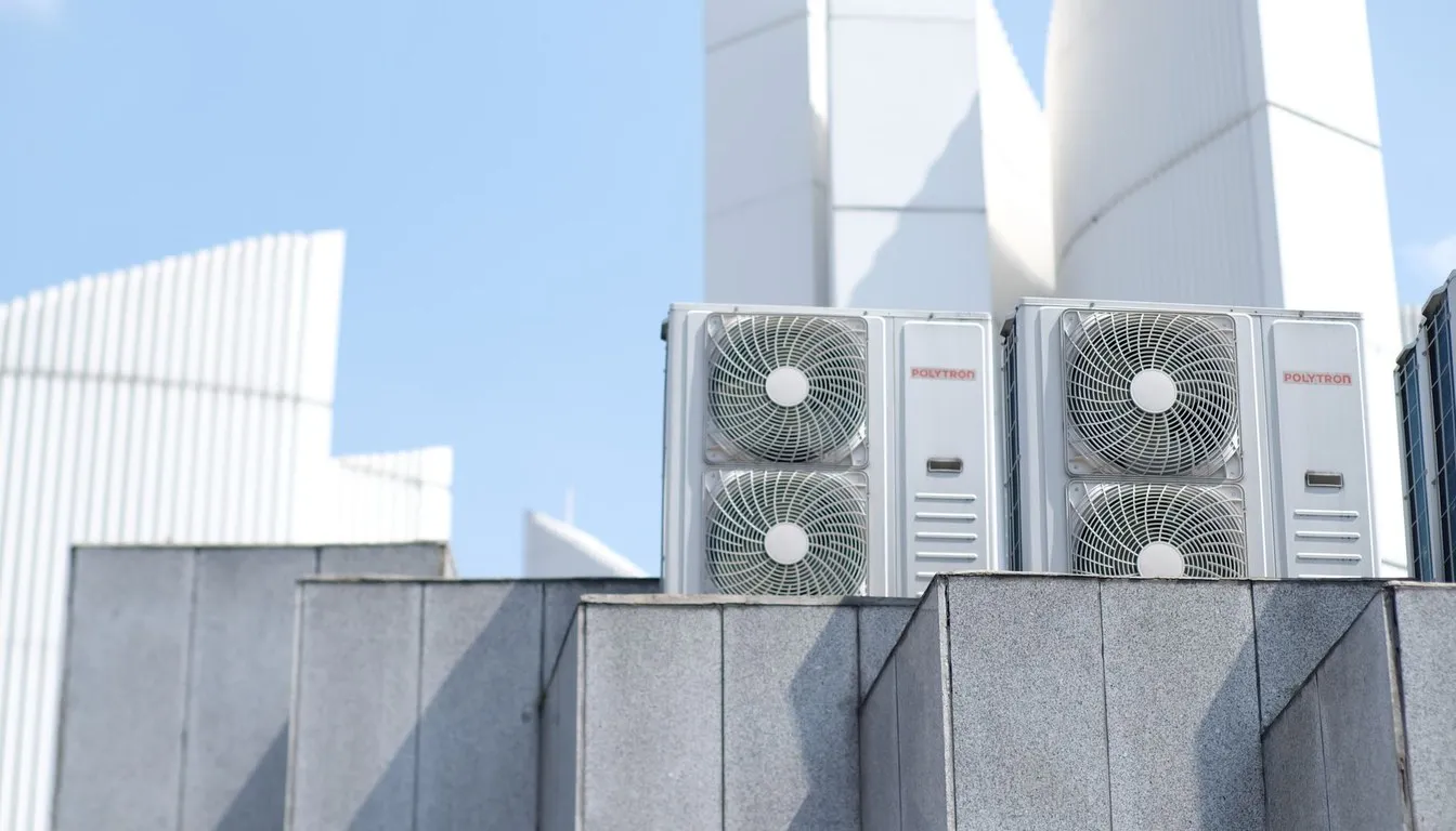 Air conditioning condenser units on a rooftop