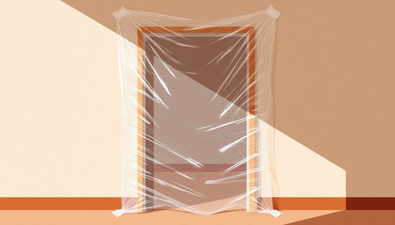 Plastic containment sheeting sealing off a doorway