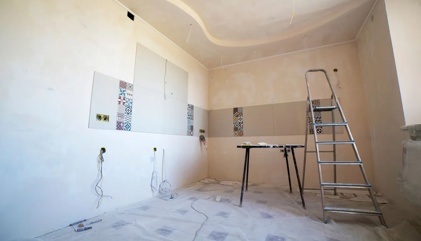 Room stripped back to bare walls during renovation