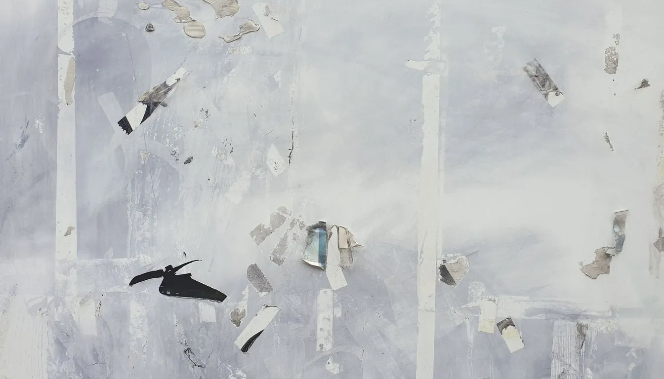Bits of tape and residue on a white wall