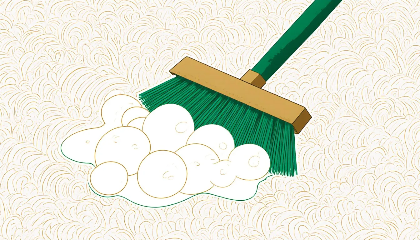 Scrub brush working shampoo foam into carpet