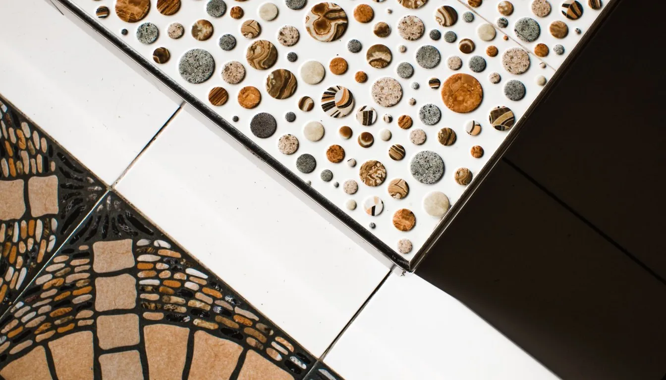 Mosaic tile with contrasting grout lines