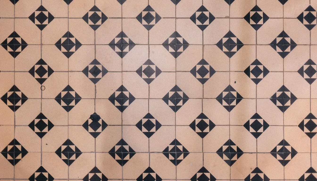 Patterned porcelain floor tiles
