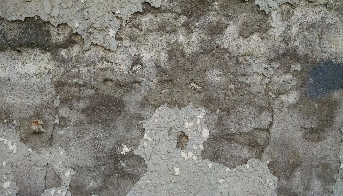 Flaking and spalled concrete surface