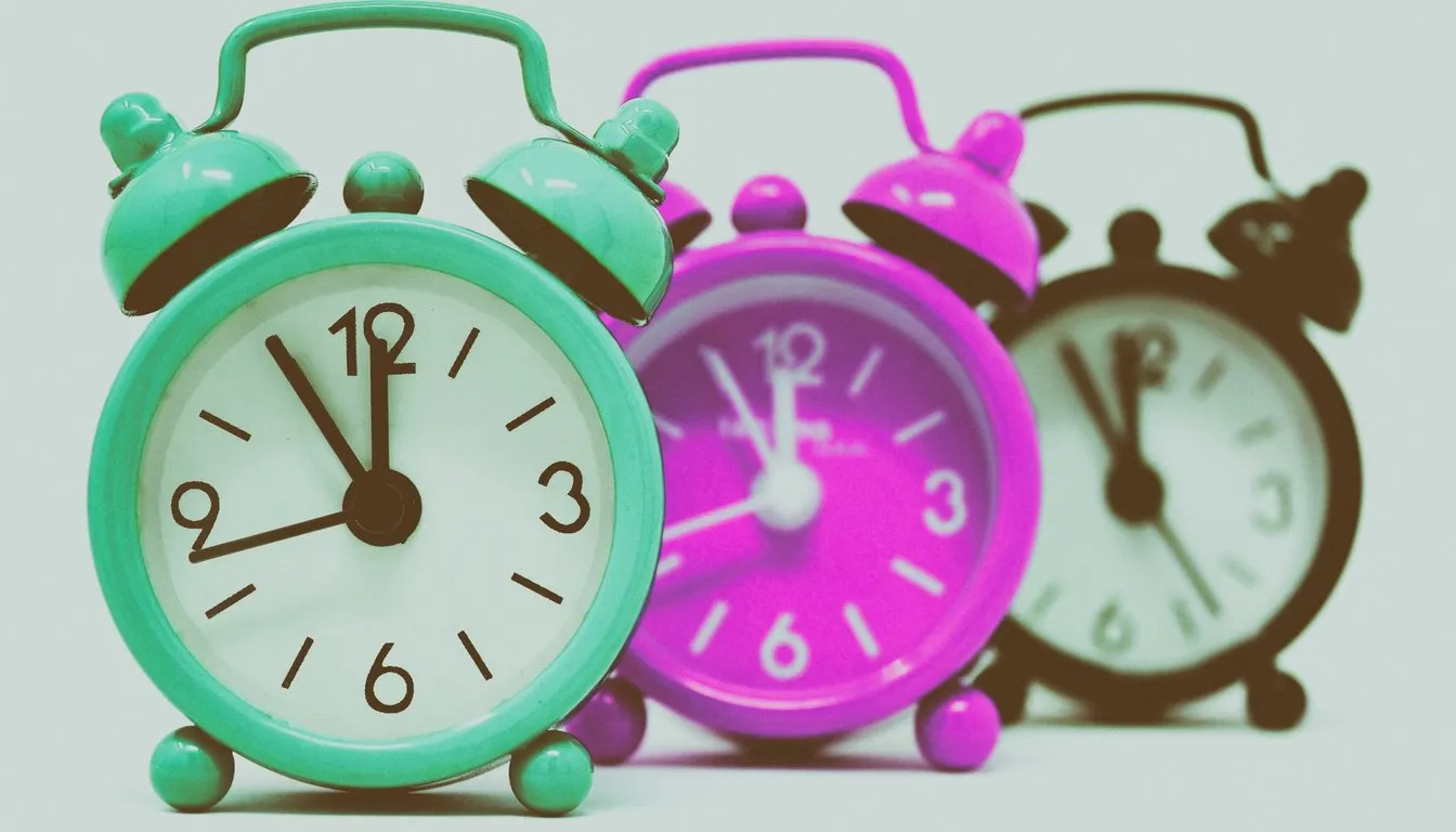 Colorful retro alarm clocks