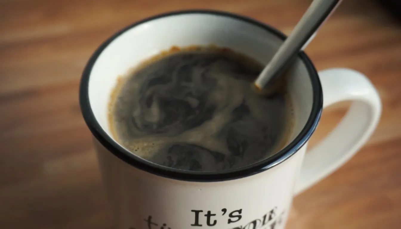 Small spoon resting in a cup of coffee