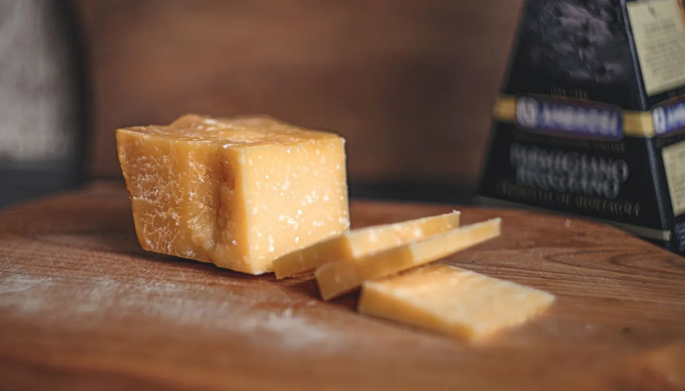 Parmesan cheese cut with a flat knife