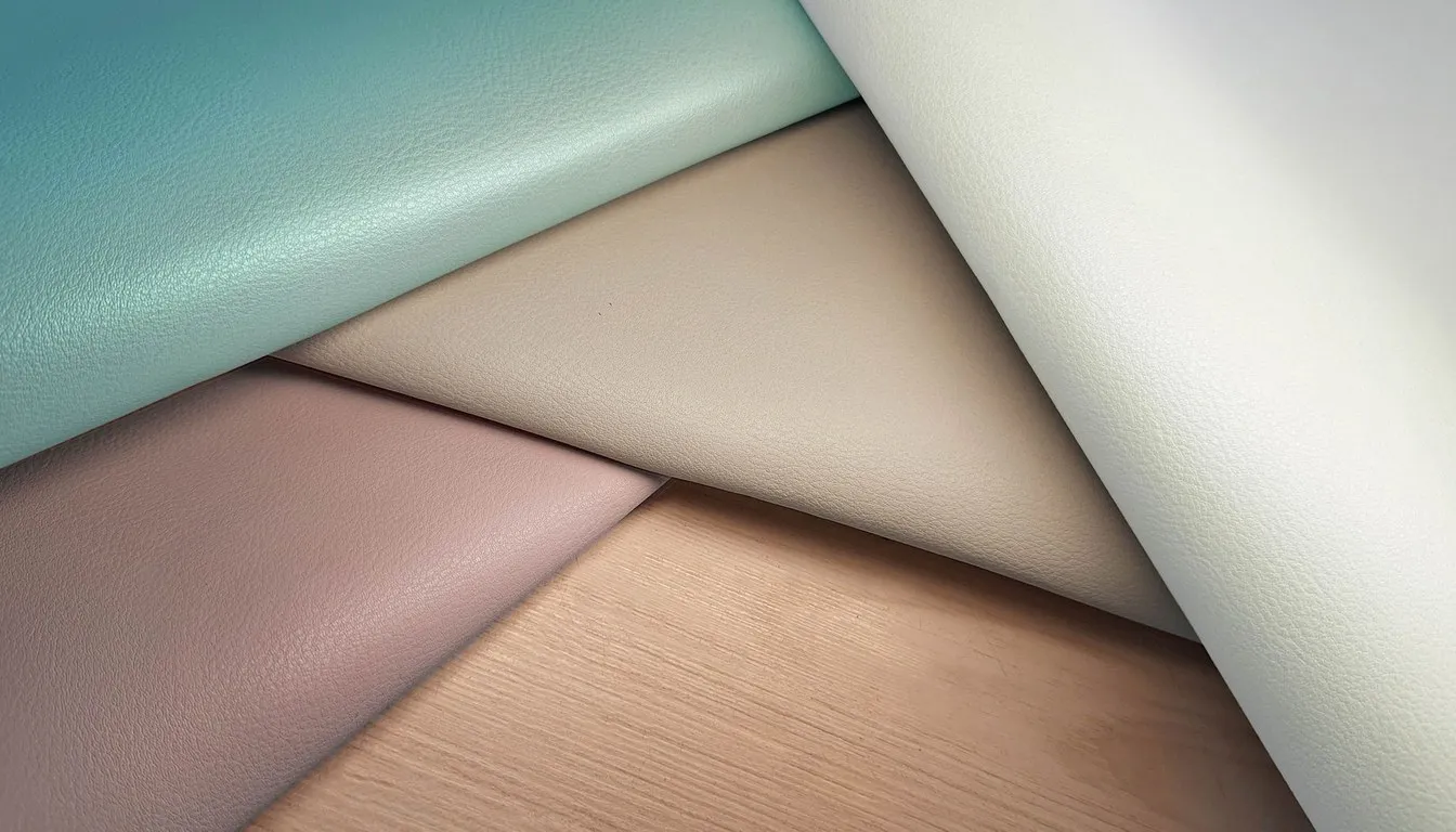 Stack of leather sheets in pastel and neutral colors