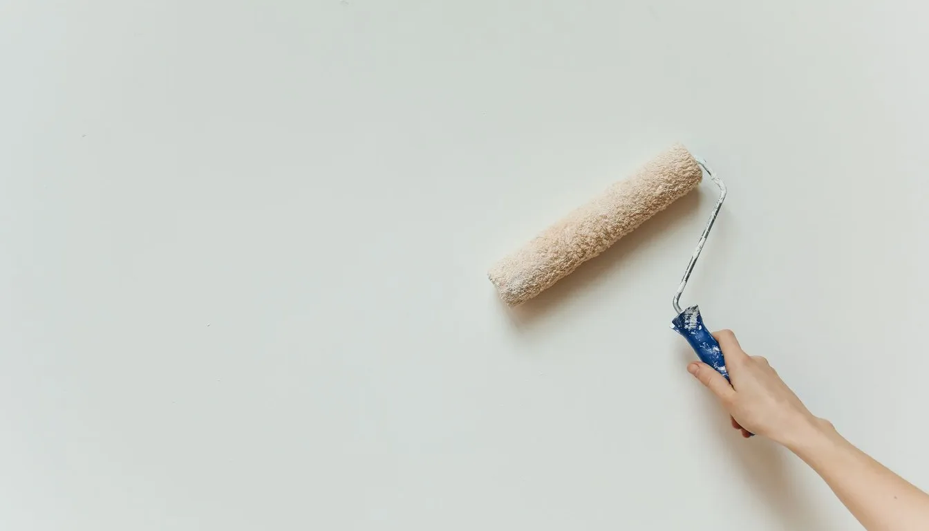 Hand rolling paint onto a white wall