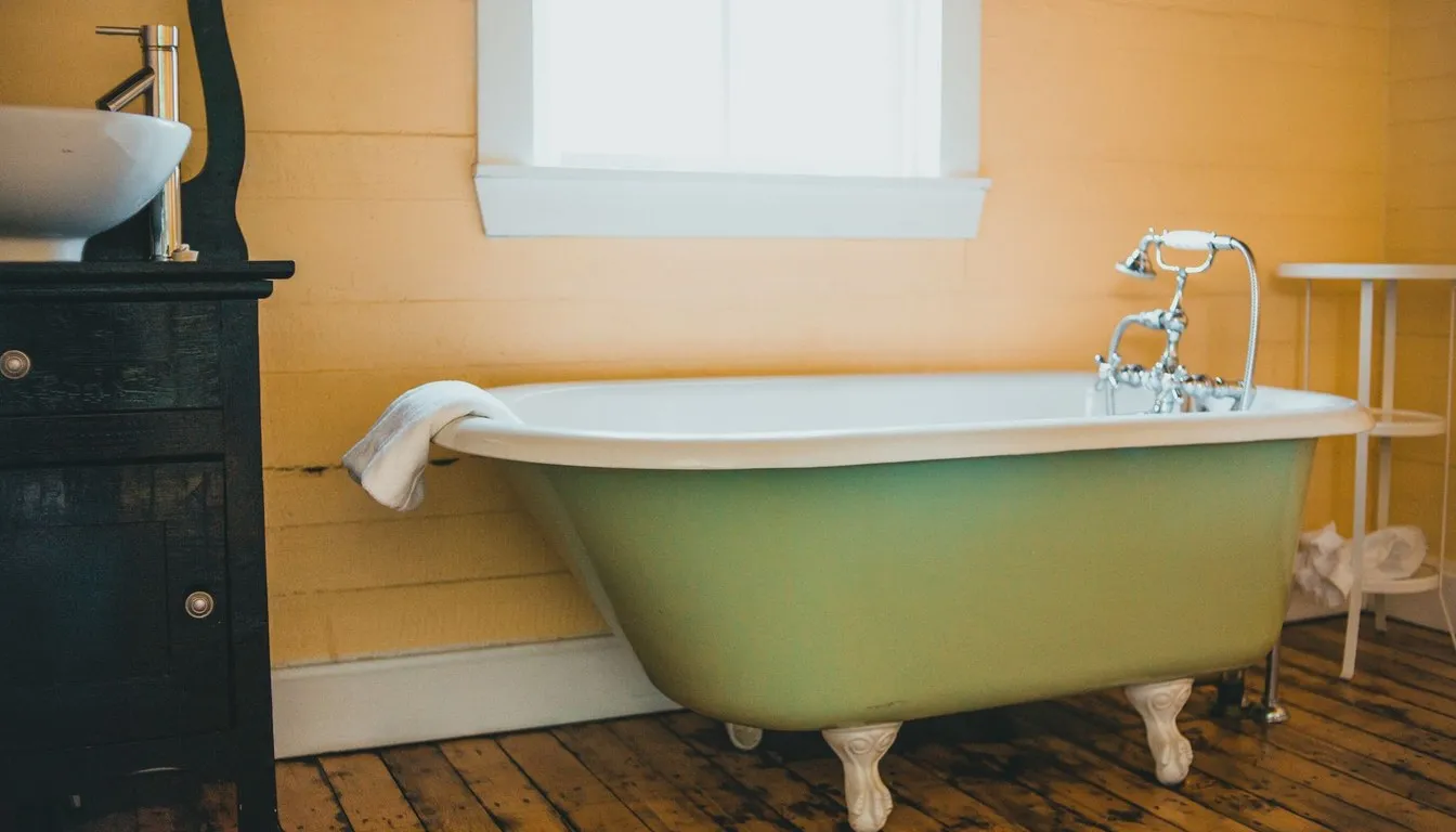Vintage clawfoot bathtub with aged patina