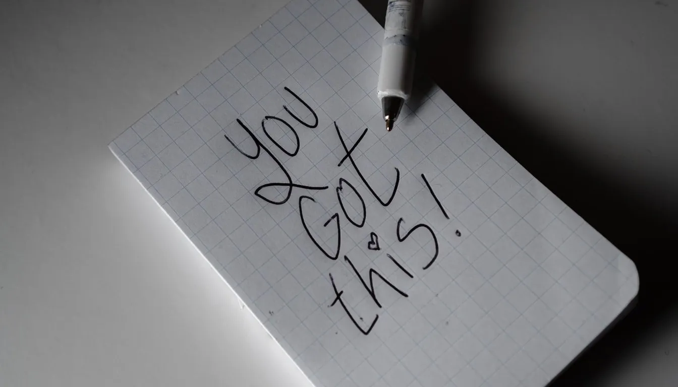 Handwritten note on a pad with a pen resting on it