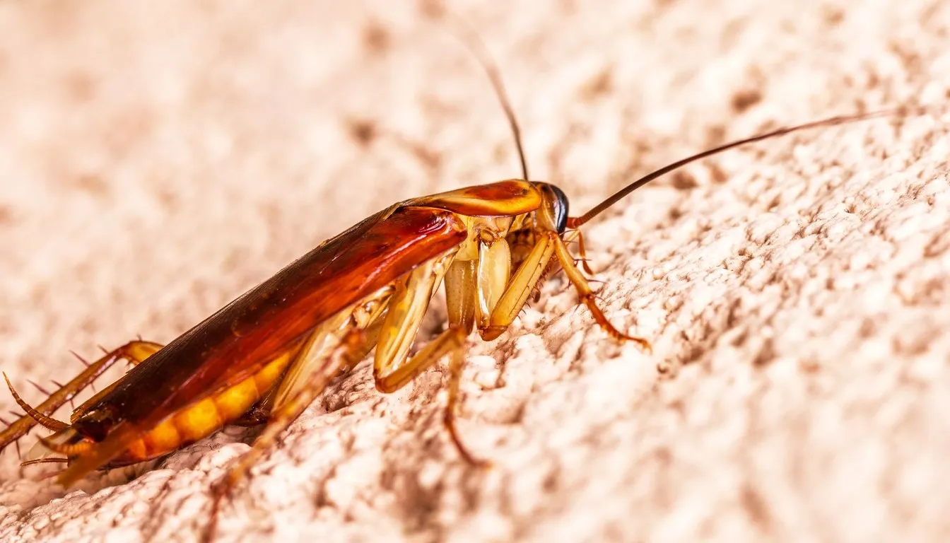 Cockroach crawling across a carpeted floor