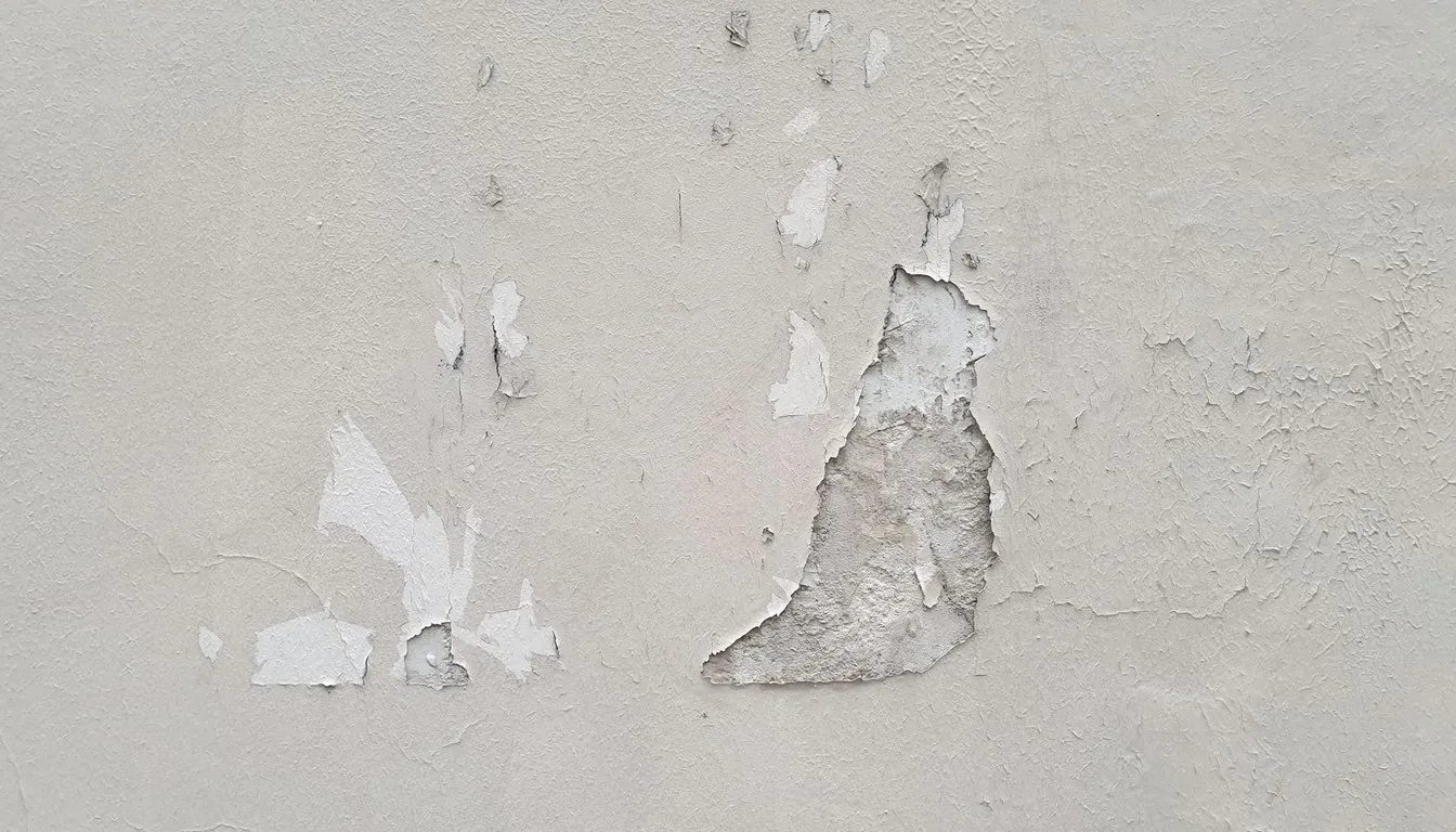 Wall with peeling paint and paper