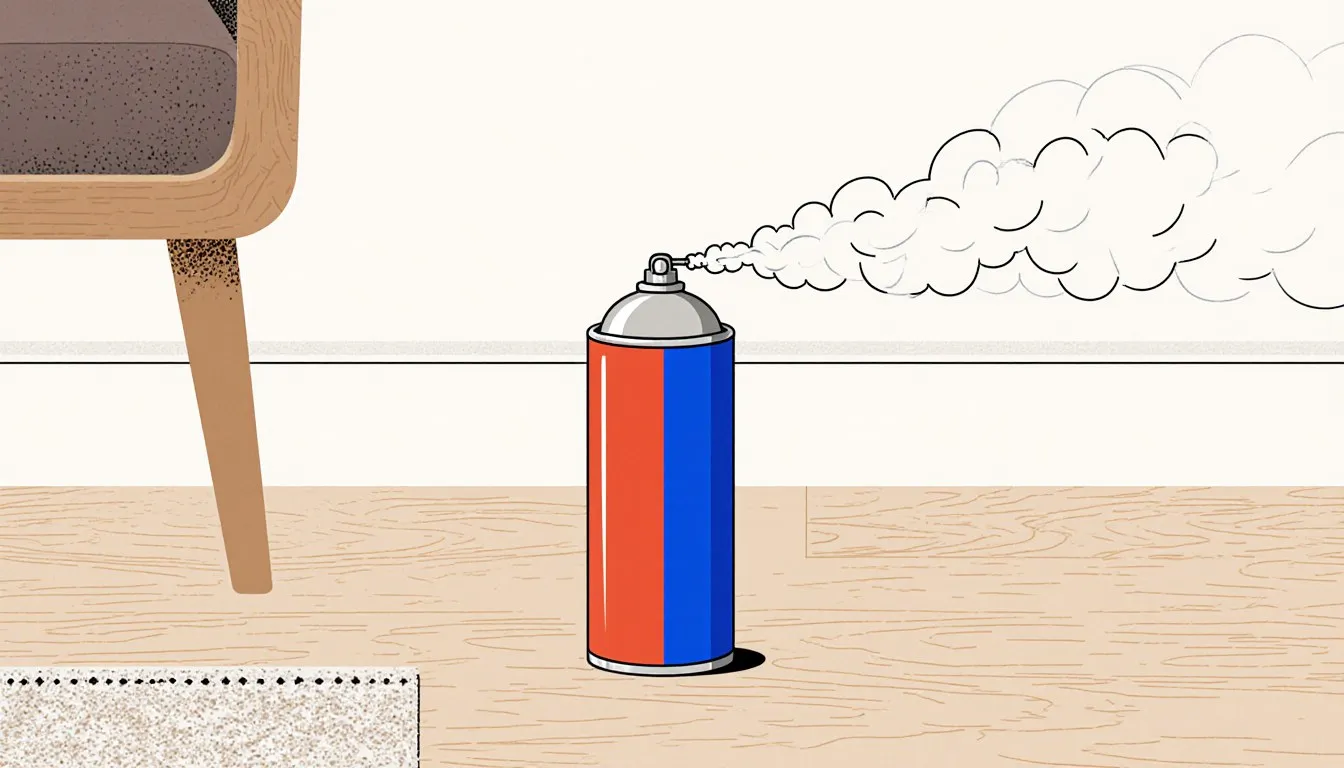 An aerosol fogger discharging beside a chair