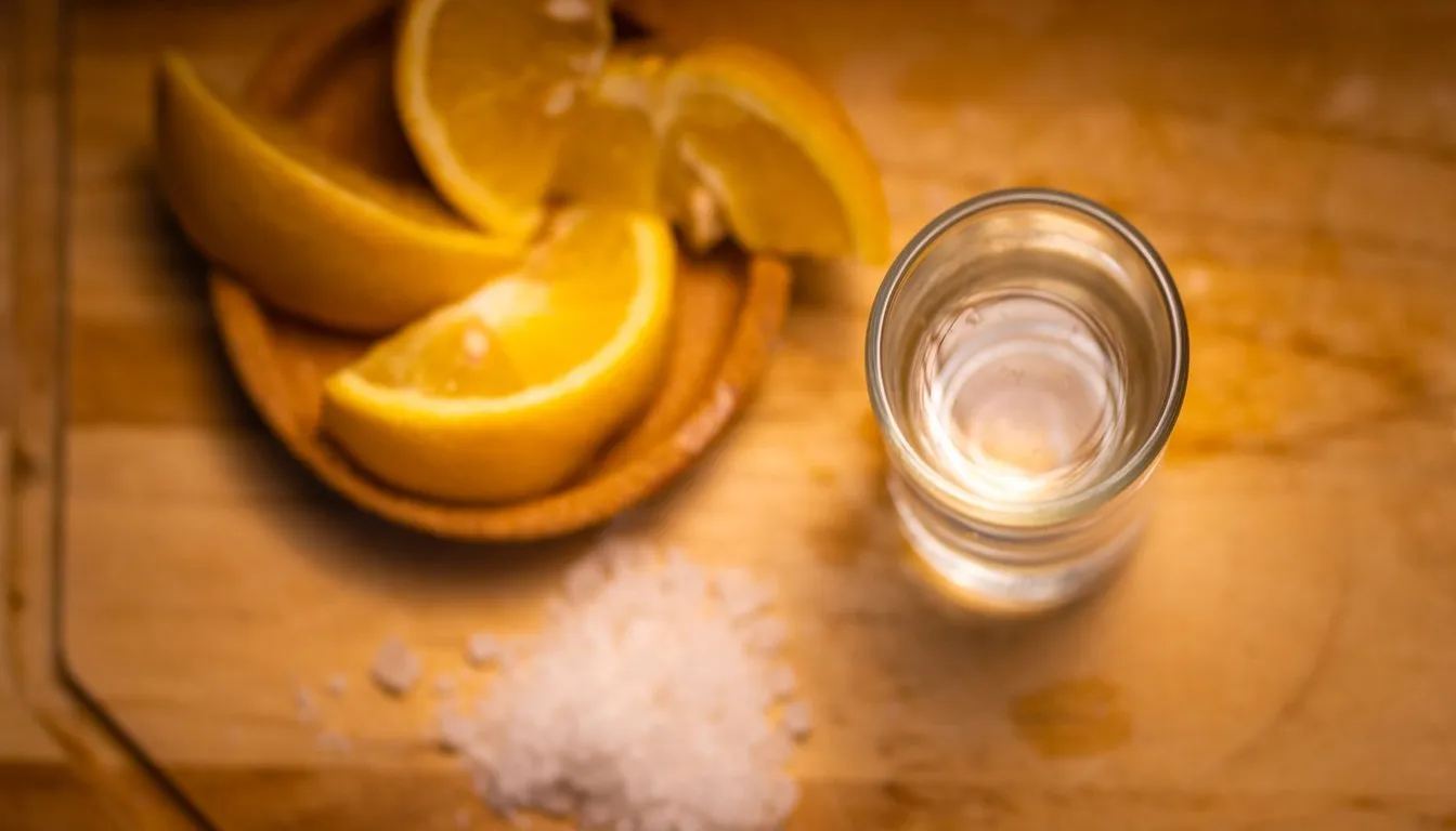 Lemon slices and a glass of water for a home remedy