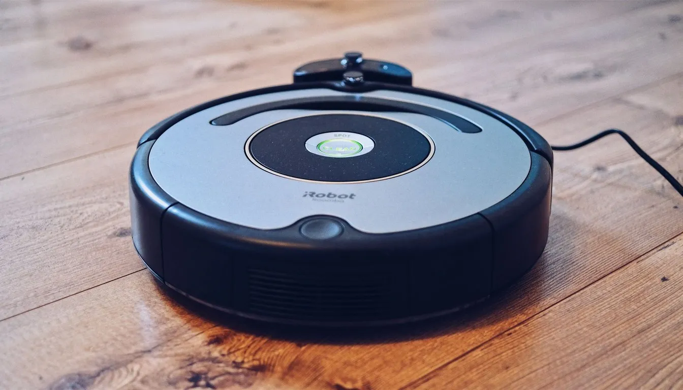 Robot vacuum cleaning a hardwood floor