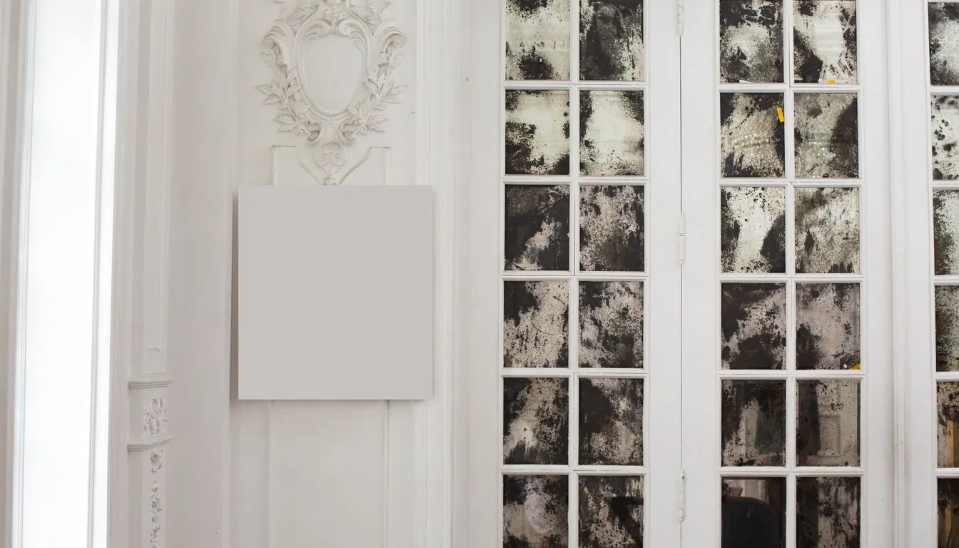 Frosted glass panel door in a white hallway