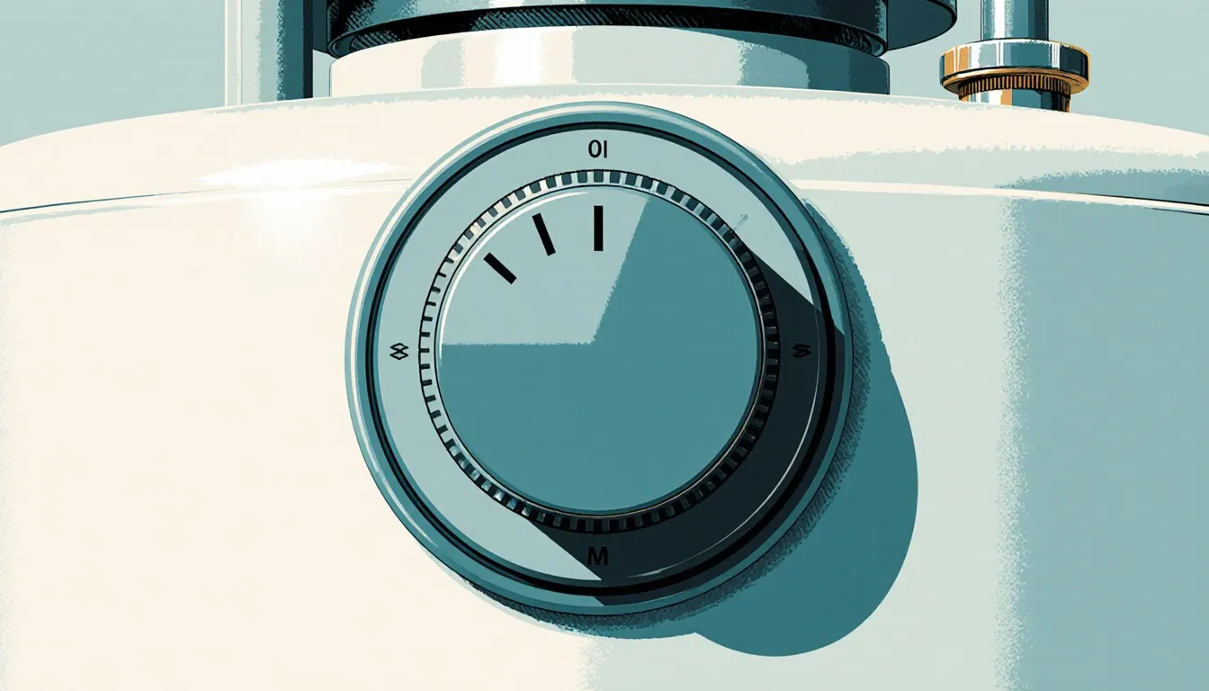 Close-up of the temperature dial on a gas water heater tank