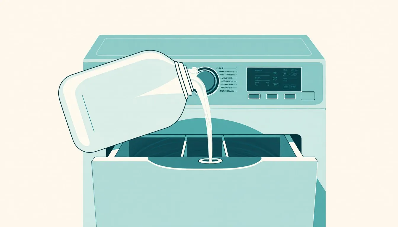 High-efficiency detergent poured into a washing machine dispenser