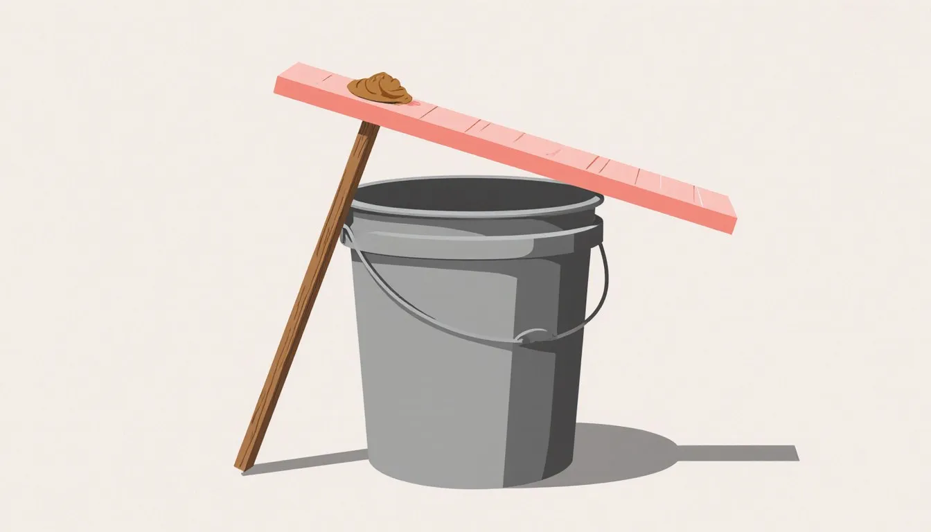 A bucket trap with a ramp propped against it