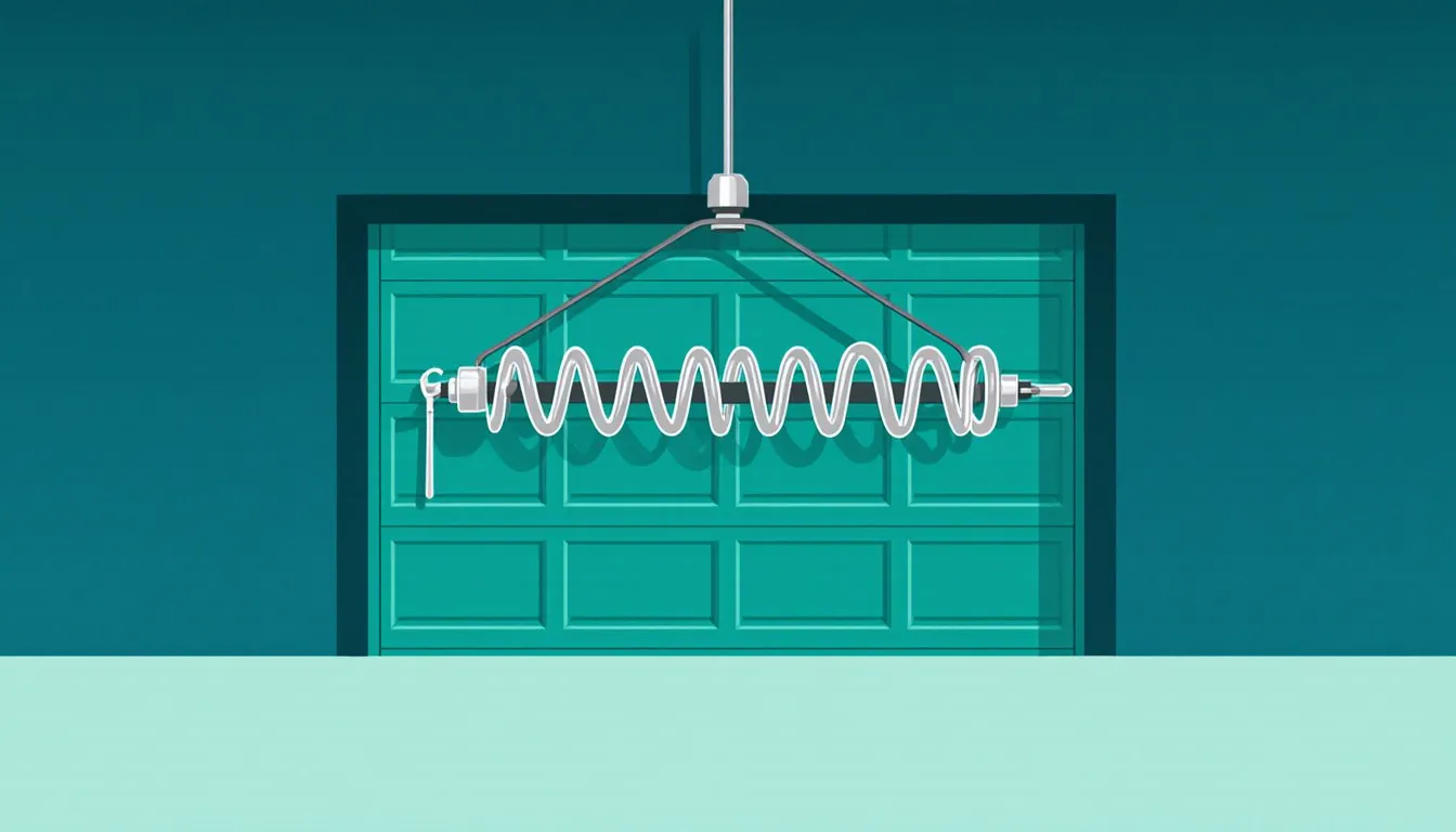 Torsion spring assembly above a closed garage door