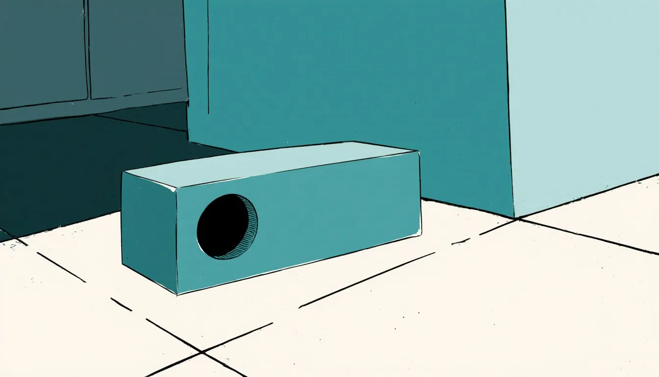 A live-catch box trap on a tiled floor