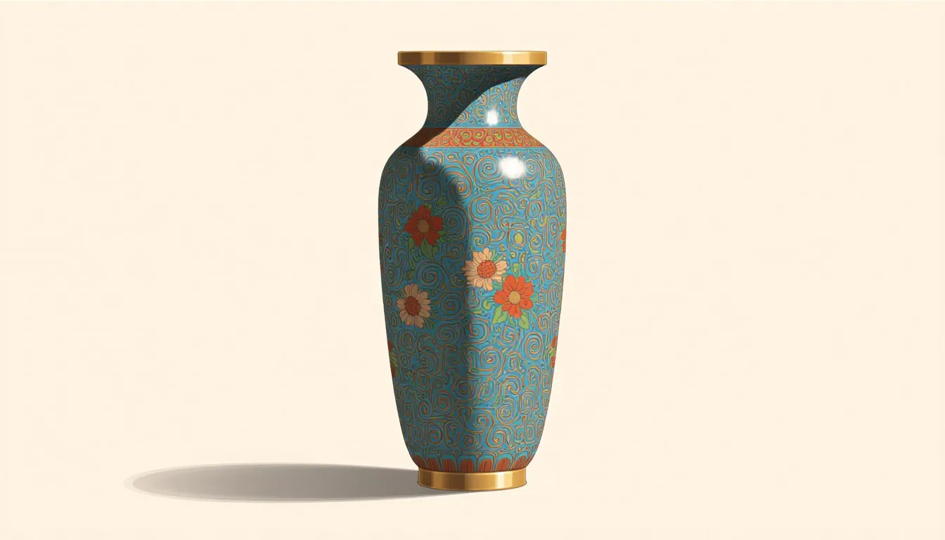 Cloisonne vase with enamel floral inlay