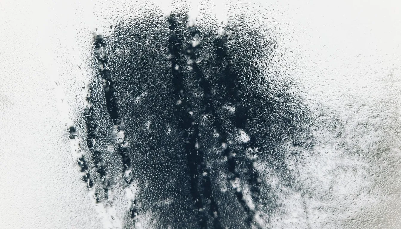Heavy condensation on a window pane