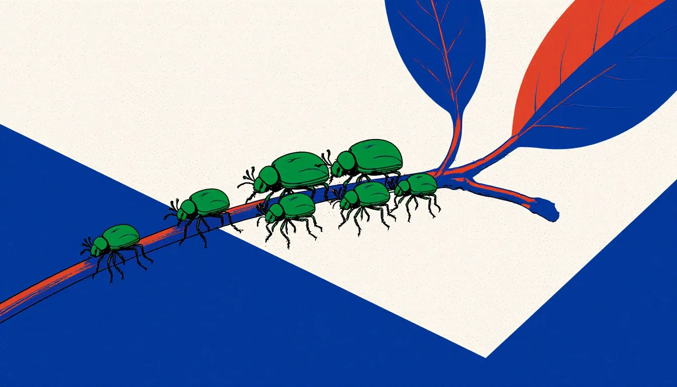 Kudzu bugs clustered along a vine