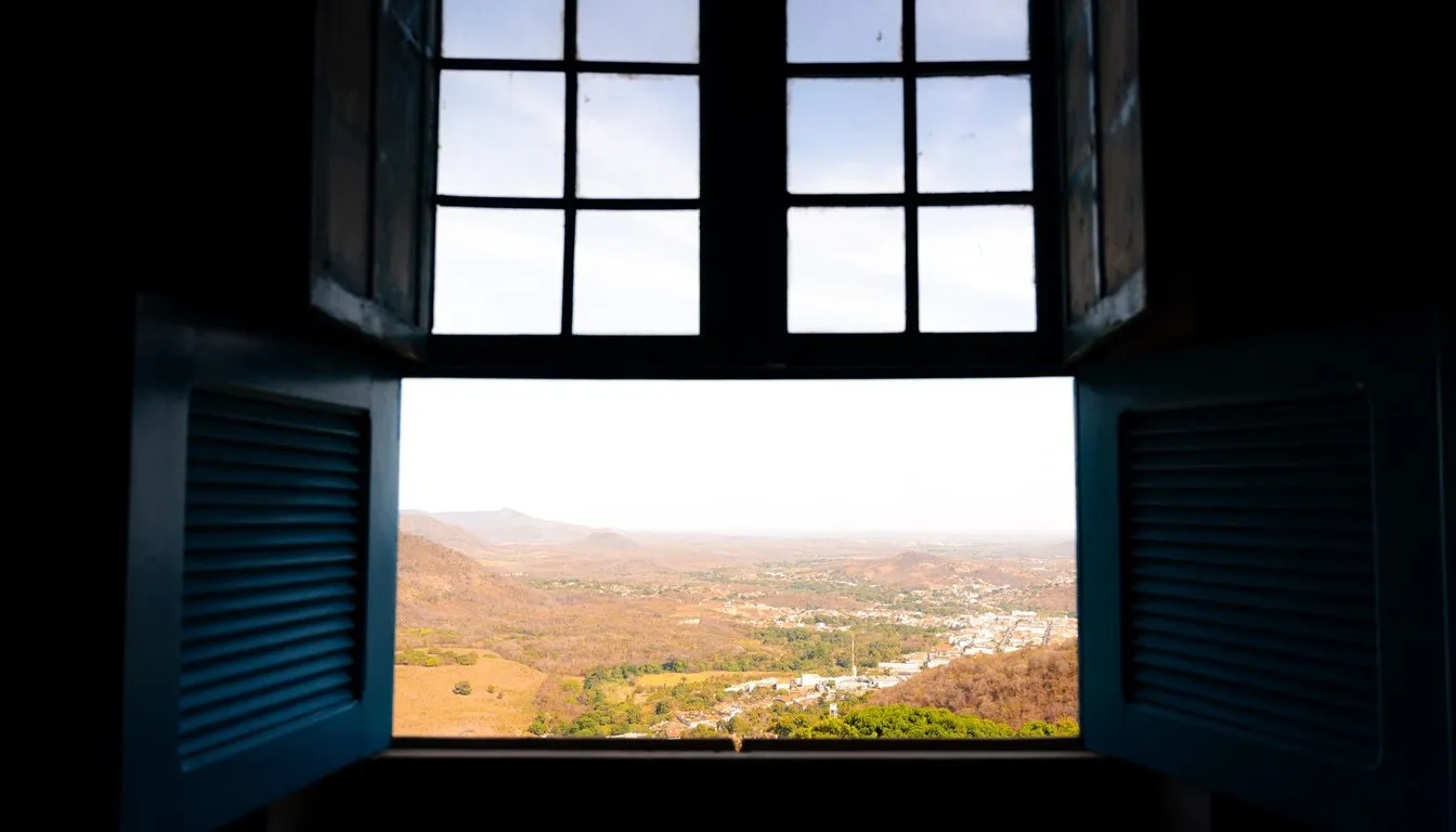 Open shuttered window letting in fresh air