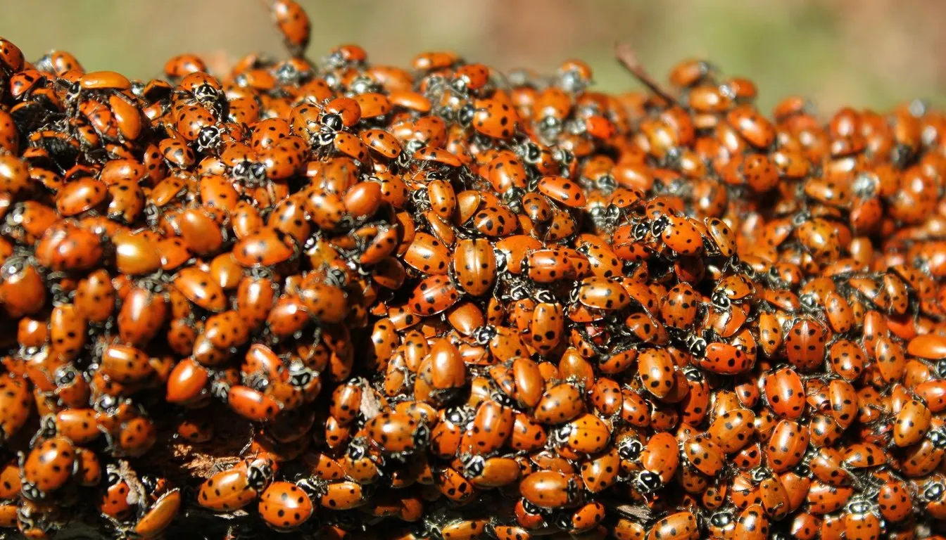 Dense swarm of ladybugs