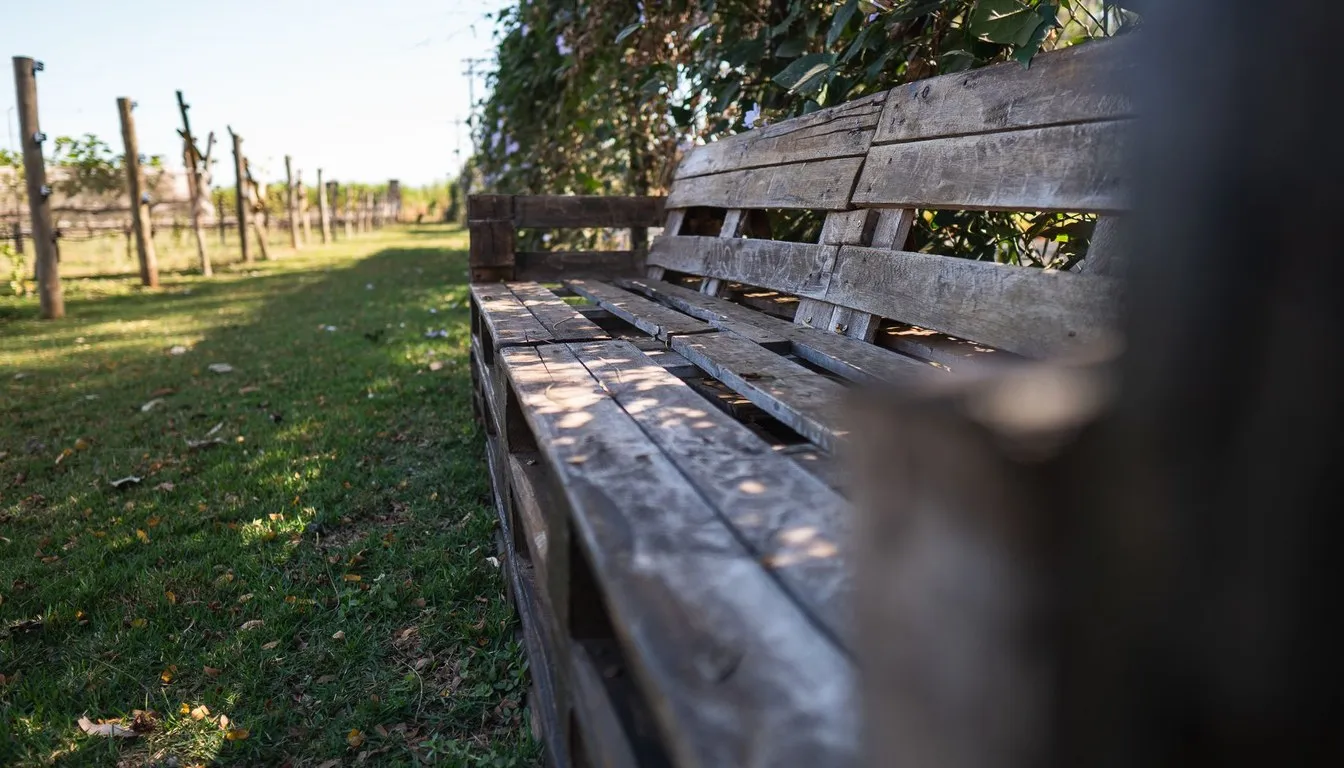 Weathered wooden bench outdoors