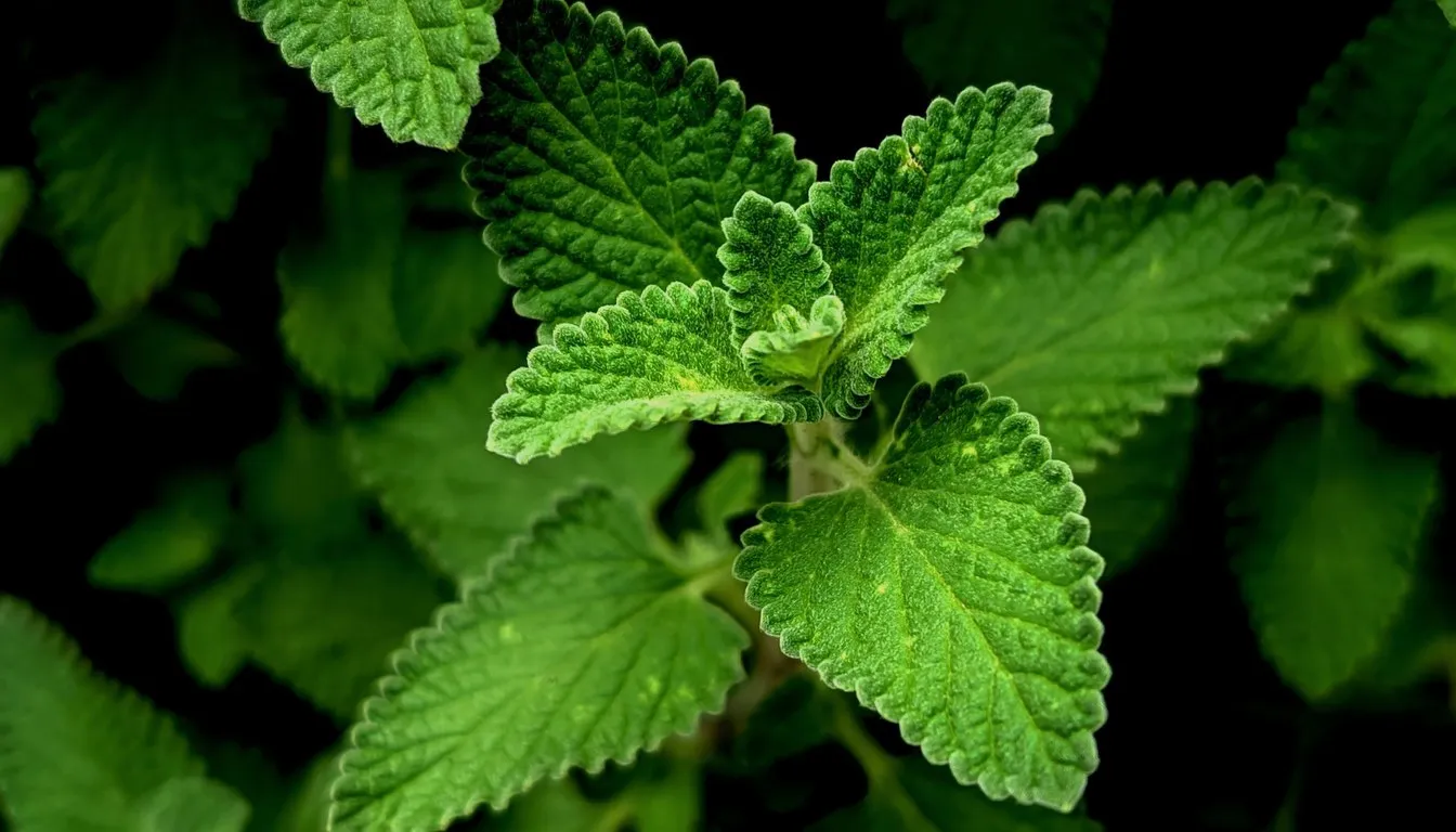 Fresh peppermint leaves up close