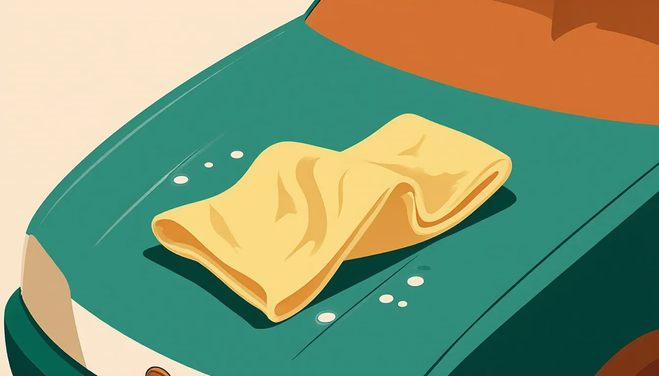 Chamois cloth laid on a car's paintwork