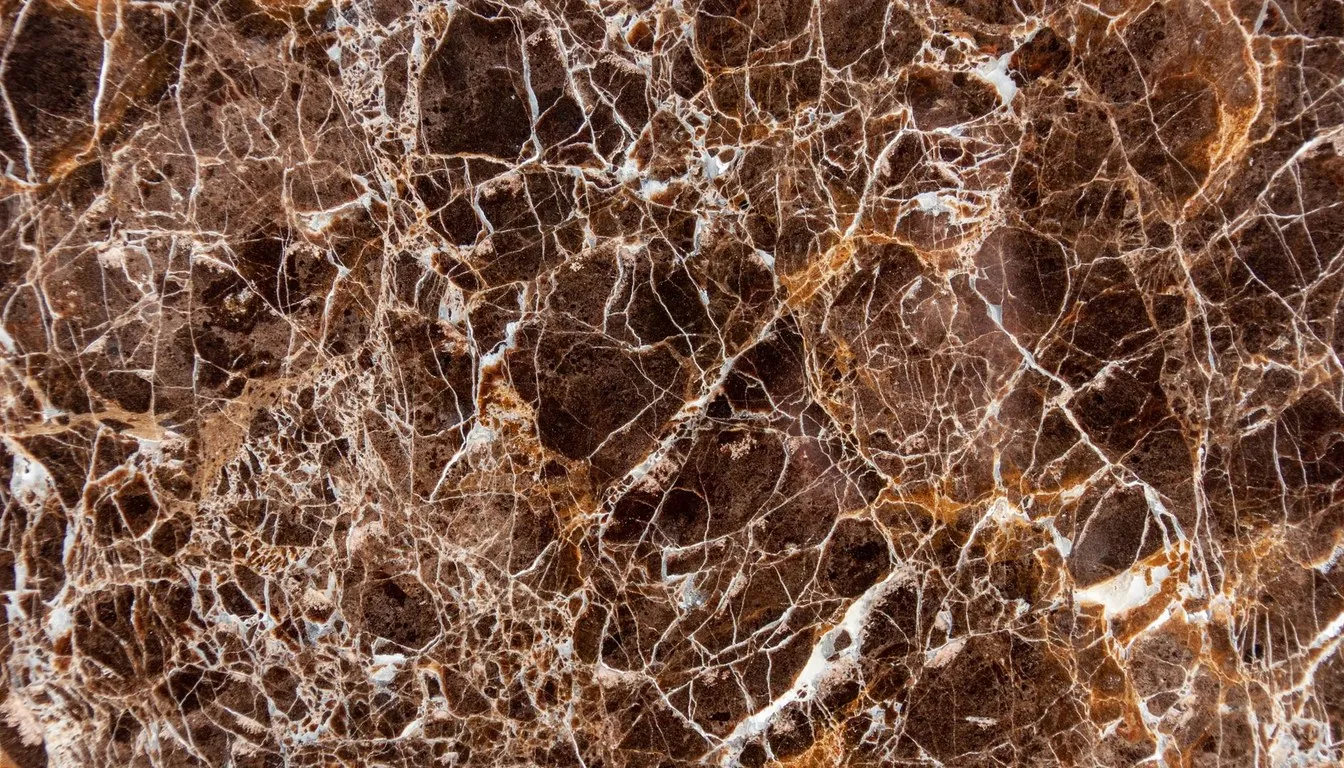 Brown marble surface with white veining