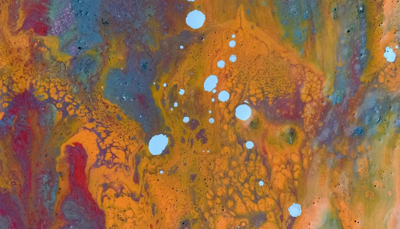 Colorful ink stains spread across fabric