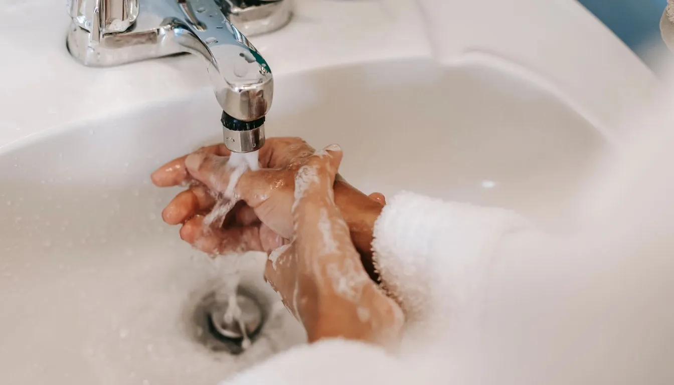 Hands being washed under a running tap