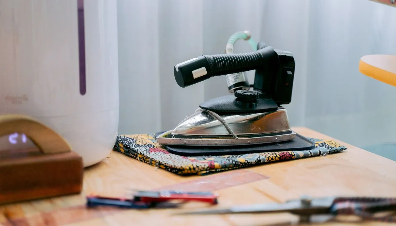 Vintage iron on a work table