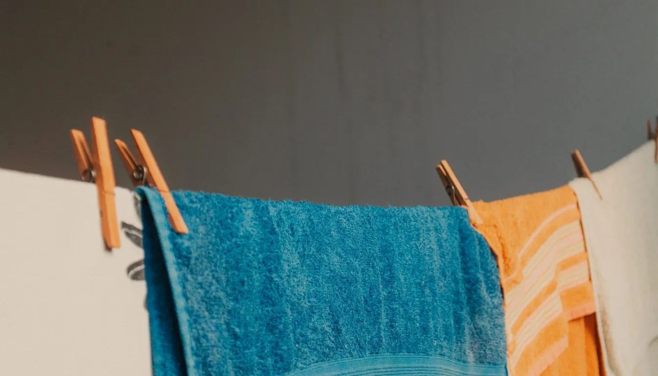 Towels drying on a clothesline