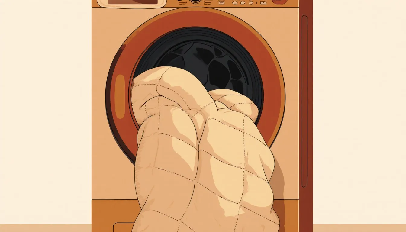Duvet being loaded into a front-loading washing machine