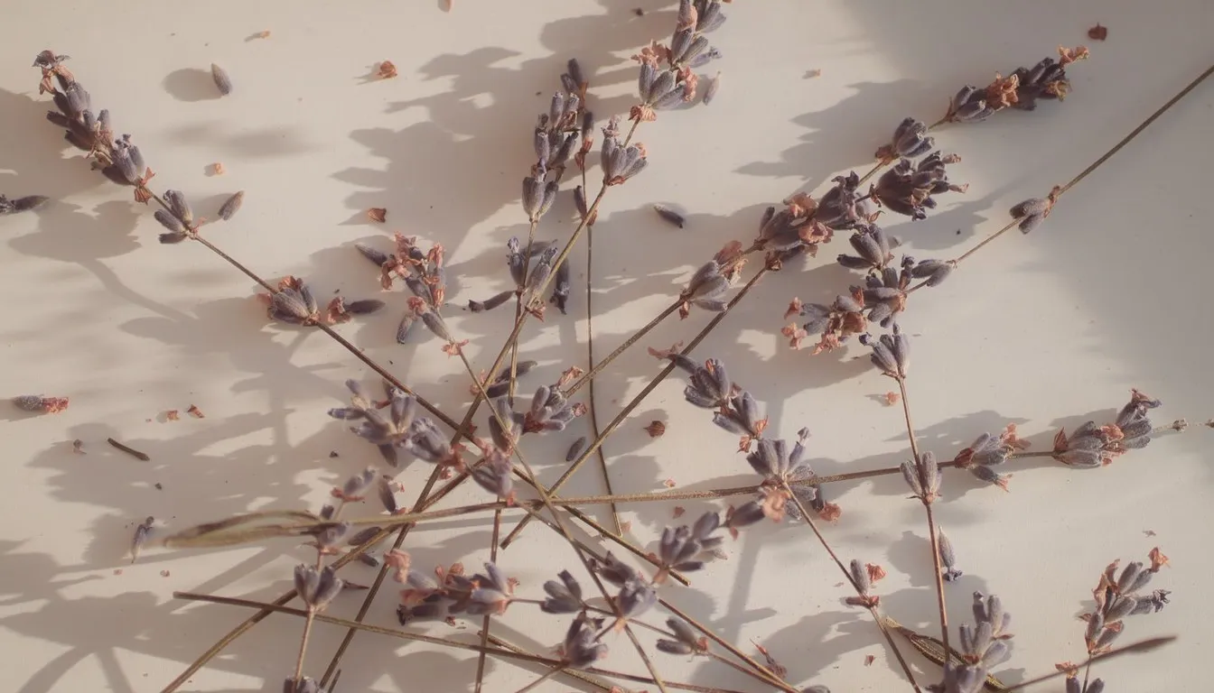 Dried lavender sprigs on a pale background