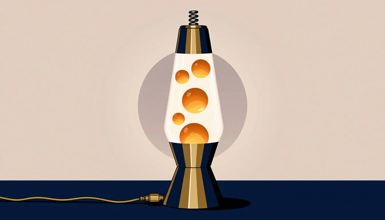 Lava lamp glowing with rising orange blobs