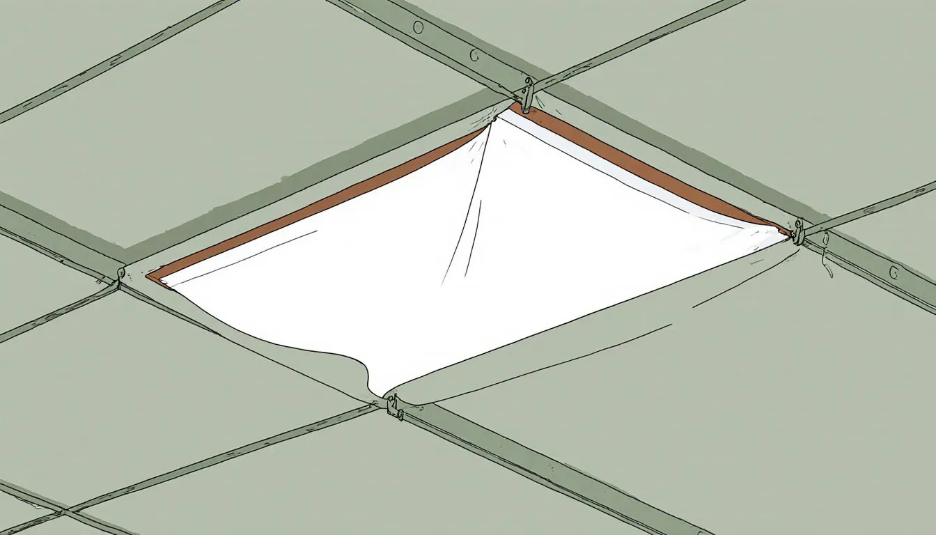 Sagging panel in a suspended ceiling grid