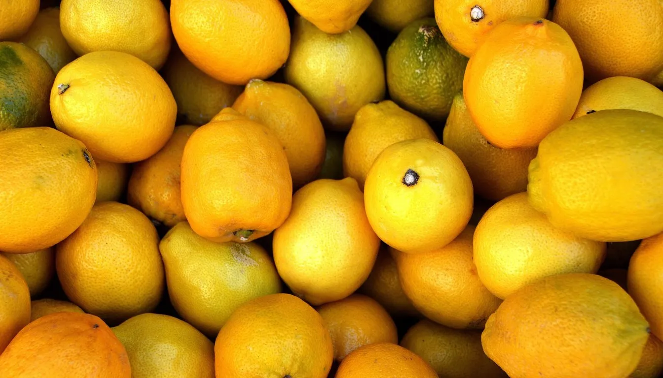 Pile of fresh lemons