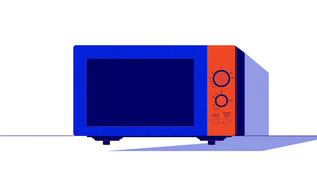 Countertop microwave oven viewed straight on