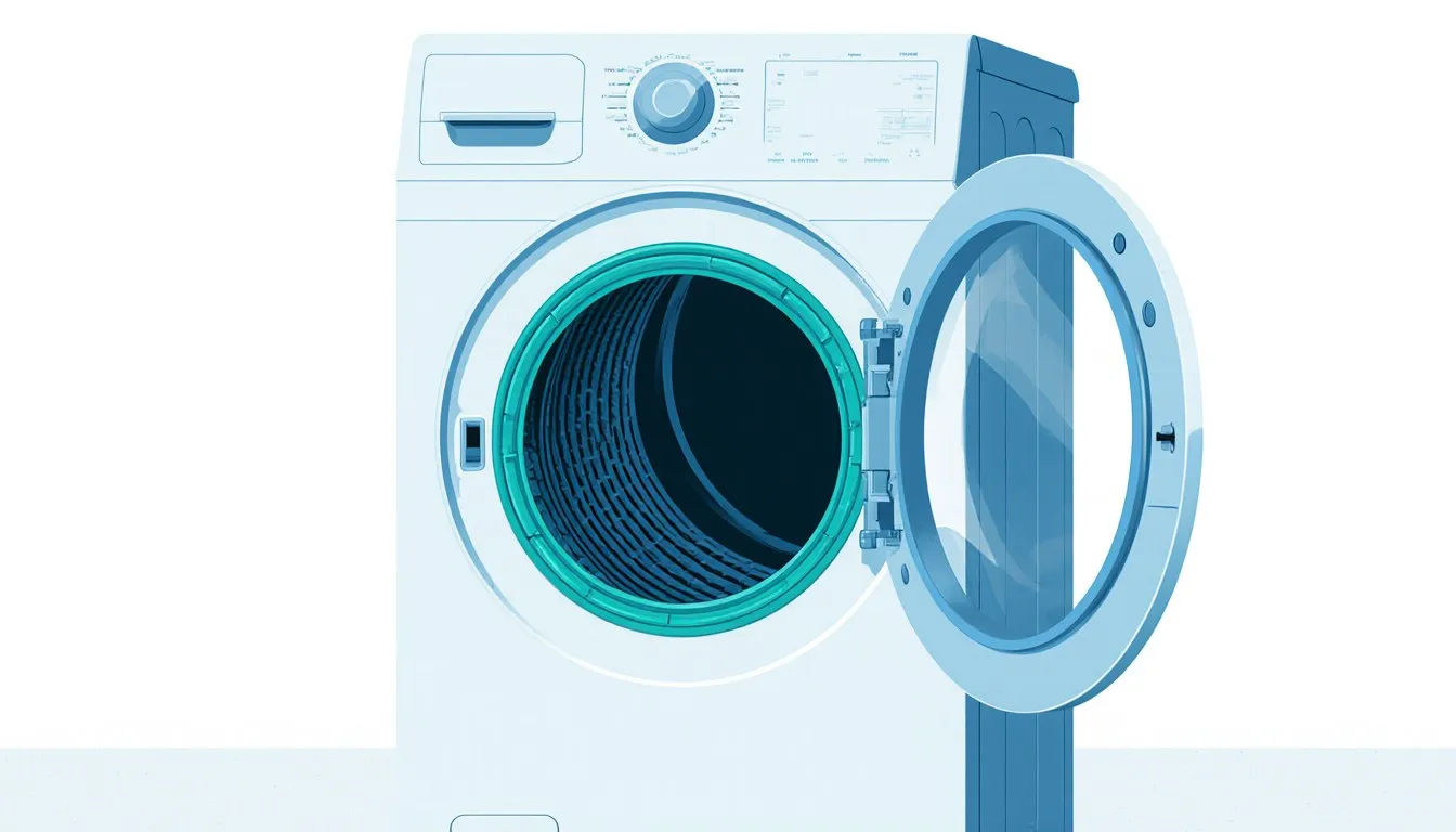 Front-loading washing machine with its door open
