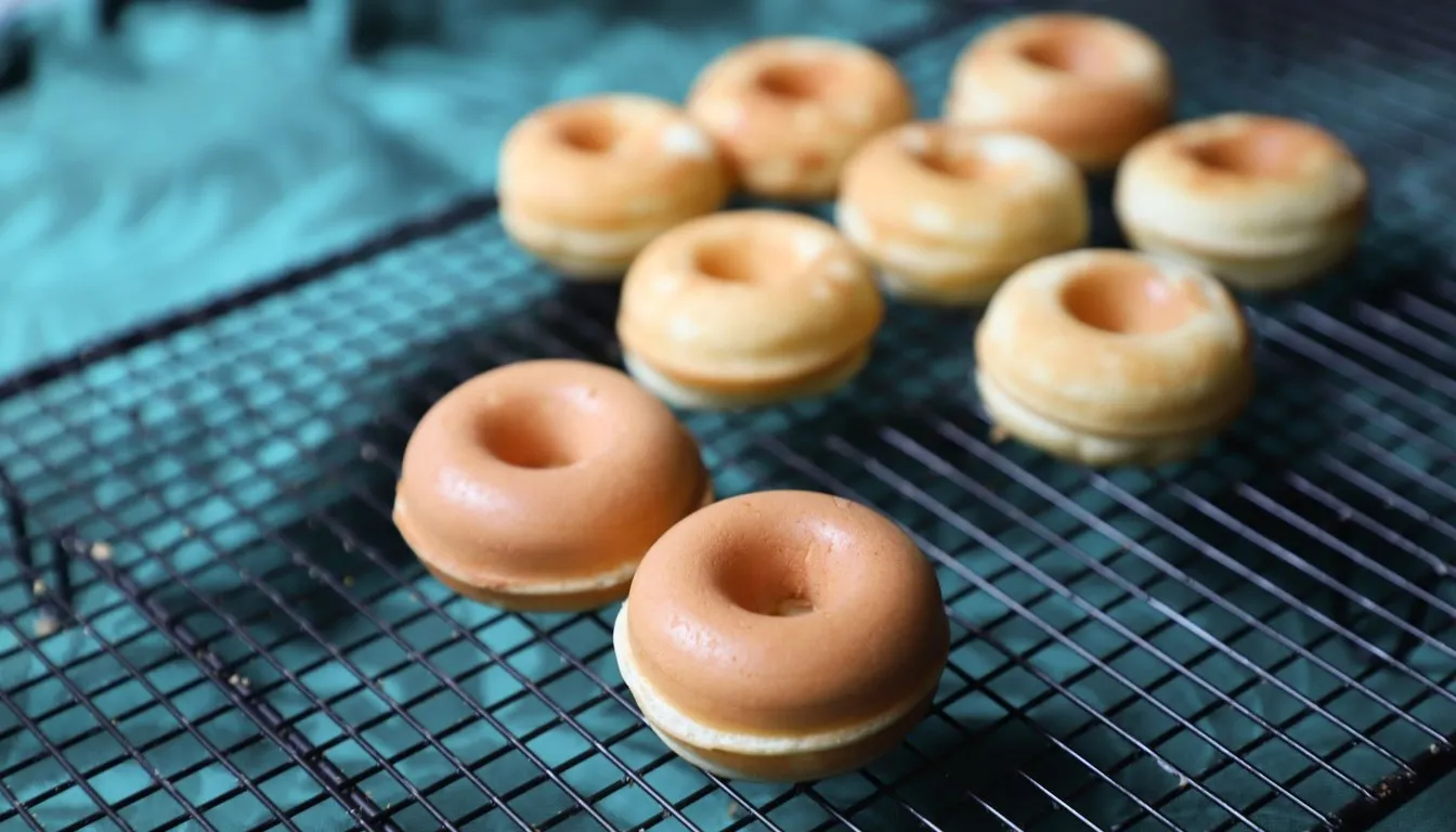 Mini donuts cooling on a rack