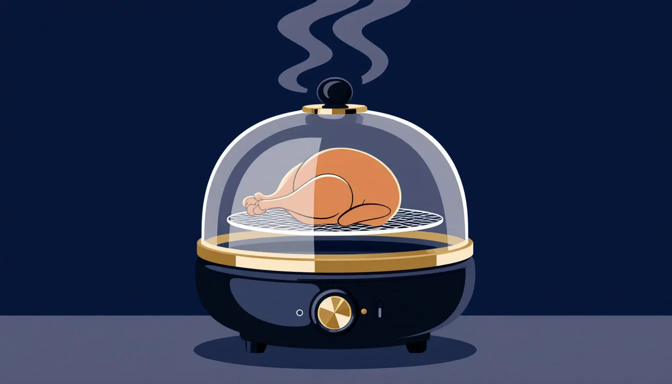 Countertop dome oven roasting a whole bird